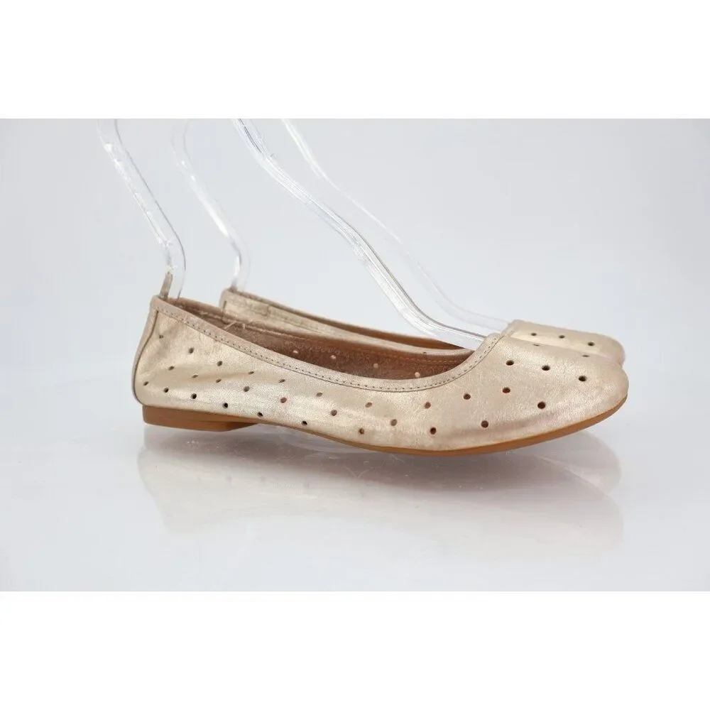 KORK-EASE Nessa Ballet Flat Round Toe Women's 7.5 Gold Leather Comfort Shoes